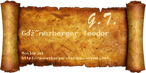 Günszberger Teodor névjegykártya